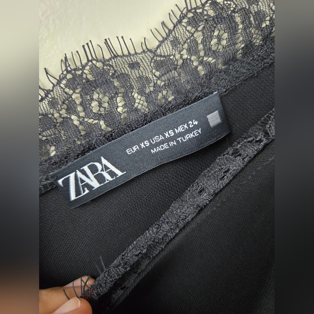 Zara Black Lace Mini Dress Size S - Picture 3 of 6